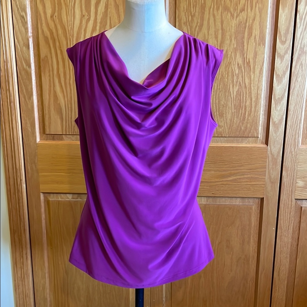 CDW Women's Purple Drape Scoop Neck Top